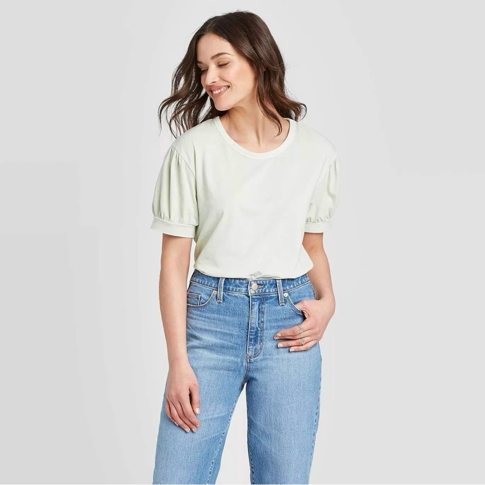EUC Universal Thread Women’s Light Mint Green Puff Sleeve T-Shirt XXL